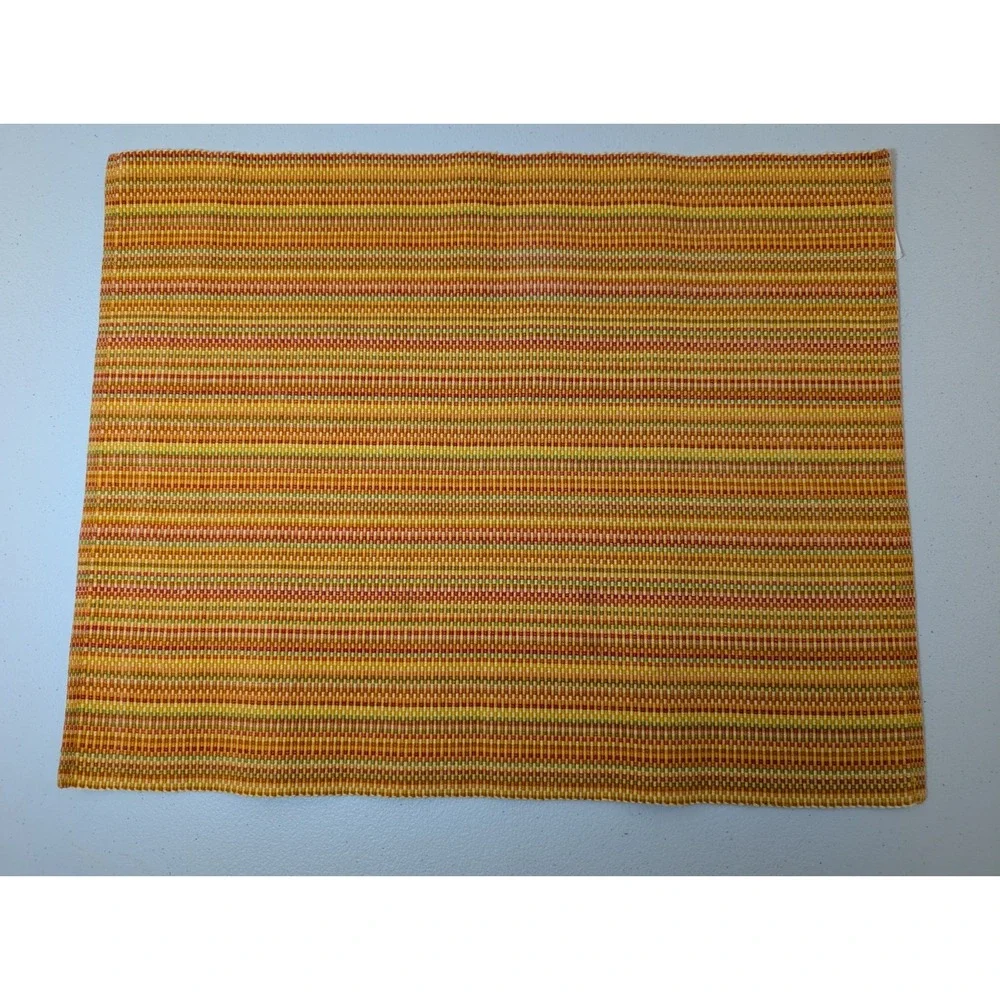 Crate & Barrel Terrazzo Mango Woven 100 % Cotton Placemats Orange Set of 4